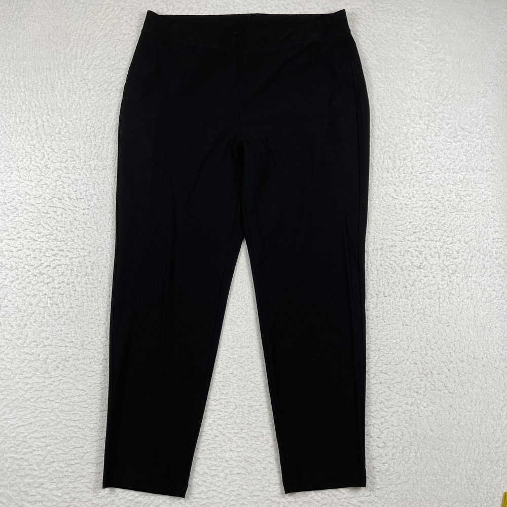 Eileen Fisher Pants Womens Large Black Stretch Jersey Slim Ankle Pull On Trouser